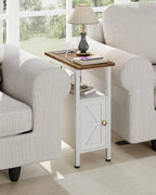 CHOEZON Farmhouse End Table and Narrow Fluted Nightstand with Drawers Bundle, Narrow Side Table for Small Spaces, Slim Nightstand with Charging Station for Living Room, Bedroom TBZ08UWL-MBZ12HT