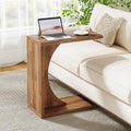 Tribesigns C-Shaped End Table for Couch, Small Bedside Table for Sofa, Wooden Nightstand for Living Room Bedroom Laptop Work Desk, Walnut Brown, 11.81" D x 23.62" W x 25.59" H