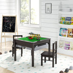UTEX 2 in 1 Kids Construction Play Table and Chair Set with Storage Drawers | Wooden Kids Building & Activity Table with Storage, Water-based Paint Finish, Built in Plate Compatible with Lego and Duplo B