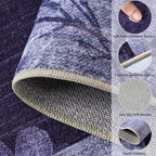 Modern Area Rugs for Living Room, 4x6 Feet Geometric Patchwork Rug, Washable Non-Slip Indoor Low Pile Carpets for Bedroom Dining Room Office Playroom Home Dorm Decor, Dark Purple