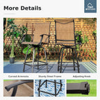 MFSTUDIO Outdoor Bar Stools Set of 4, Swivel Bar Height Patio Chairs Outdoor Barstools High Top Patio Swivel Bar Chairs, Breathable Textilene