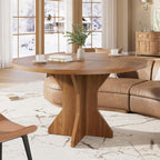 IDEALHOUSE Round Dining Table, 47" Kitchen Table for 4-6 People, Circle Tables with Sturdy Pedestal Base, Space Saving Dinning Room Furniture for Living Room, Kitchen, Apartment
