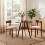 COSTWAY Wooden Dining Chairs Set of 4, Armless Upholstered Kitchen Chairs w/Curved Back & Teddy Fleece Padded Seat, Mid-Century Modern Accent Side Chair for Dining Room & Nooks, Small Space (Brown)