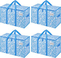 VENO 4 Pack Heavy Duty Moving Bags, Extra Large Storage Bags with Reinforced Handles & Strong Zippers, Foldable & Reusable Moving Box Alternative for Clothes & Dorm Storage