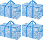 VENO 4 Pack Heavy Duty Moving Bags, Extra Large Storage Bags with Reinforced Handles & Strong Zippers, Foldable & Reusable Moving Box Alternative for Clothes & Dorm Storage