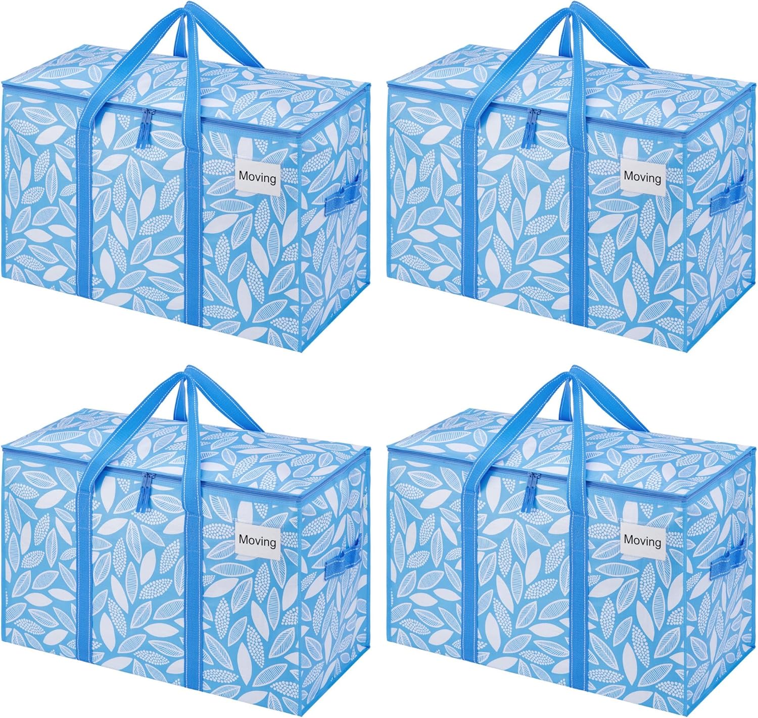 VENO 4 Pack Heavy Duty Moving Bags, Extra Large Storage Bags with Reinforced Handles & Strong Zippers, Foldable & Reusable Moving Box Alternative for Clothes & Dorm Storage