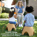 ECR4Kids Ayana Stackable Plastic Stool Seating Set, Children's Furniture, Sand, 4-Pack
