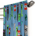 Jay Franco Kids Window Drapes - 4 Piece Curtain Set Includes 2 Tiebacks, Beautiful Bedding Room Décor and Easy Set Up, Blue - Minecraft, 63 Inch