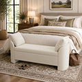 Usaint 58.3" Storage Ottoman Bench with Pillows, Upholstered End of Bed Bench with Arms, Footrest Stool Bench for Bedroom, Living, Window, Entryway and Hallway, Beige