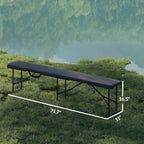 Portable 6-Foot Folding Benches (2-Pack): Waterproof HDPE Seats, Powder-Coated FFor rame, 529lb Load, Fold to 36.2", Black