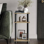 3-Tier End Table with Open Shelves, Natural Oak