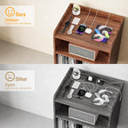 Record Player Stand, Turntable Stand with Record Storage and Charging Station & USB Ports, Record Player Table with Metal Divider, Record Stand Up to 160 Albums for Living Room, Bedroom Walnut