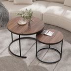Garvee 23.6/15.7 Inch Round Nesting Coffee Table Set of 2, Round Coffee Table for Living Room, Space Saving Nesting Tables with Faux Marble Top, Metal Frame, Adjustable Feet for Bedroom