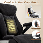 Fabric 700lbs Big and Tall Office Chair, Ergonomic Heavy Duty Executive Cloth Office Chair with 5D Flip Arms & Adjustable Lumbar Support & Dual Rubber Wheel, Large Thick Padded Extra Wide Seat, Black