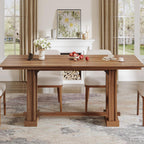 DWVO Farmhouse Dining Table for 6-8 People, 70" Long Kitchen Tables with Wooden Sturdy Legs, Large Rectangular Dinner Table for Kitchen, Dining Room, Living Room, Dark Walnut