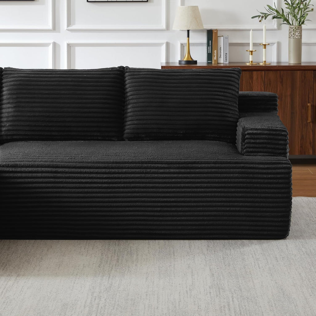 96" L Shaped Cloud Sectional Couch with Chaise, Deep Seat Modular Sectional Sofa Corduroy Memory Foam Sofa Boneless Couches for Living Room Bedroom, No Assembly Required | Breathable material