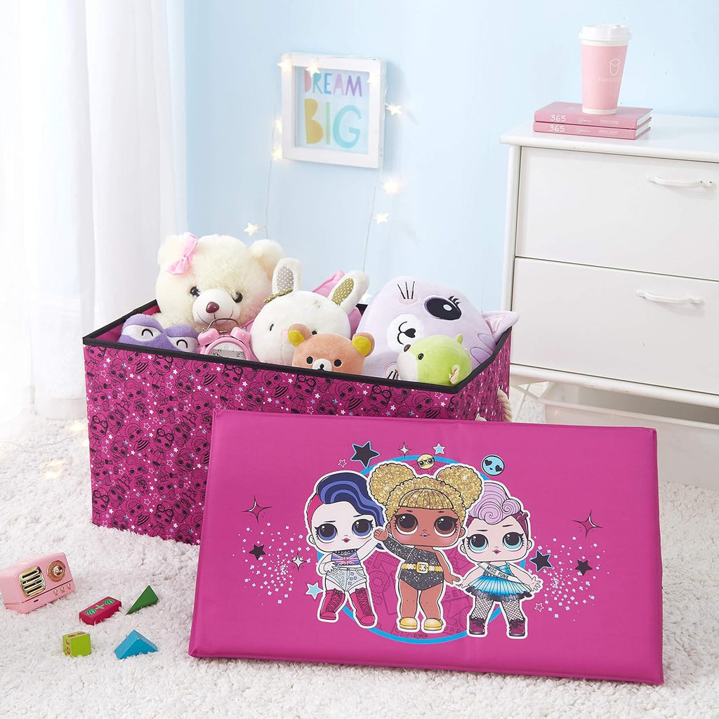 LOL Surprise Collapsible Toy Storage Bench and Ottoman, 14.5" H x 14.5" D x 25" L