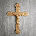 BC Catholic Crucifix Wall Cross, 12"H Jesus Christ Religious Home Decor, Catholic Wedding Gift, Gold Color Finish, Hand-painted by Buildclassic