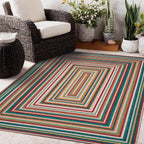 Multicolor Washable Outdoor Rug 8' x 10', Colorful, Stain Resistant, Easy Clean, Waterproof, Durable Area Rug for Outdoor Patio, Deck, Porch, Entryway, Foyer