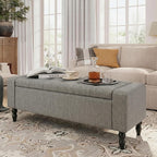 Storage Bench for End of Bed, 47 Inch Upholstered Storage Ottoman Bench with Removable Lid, Diamond Tufted Hidden Storage Bench for Bedroom, Entryway Bench with Solid Wood Legs, Gray