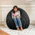 Jaxx Cocoon 4 Foot Bean Bag Chair - Faux Fur, Black