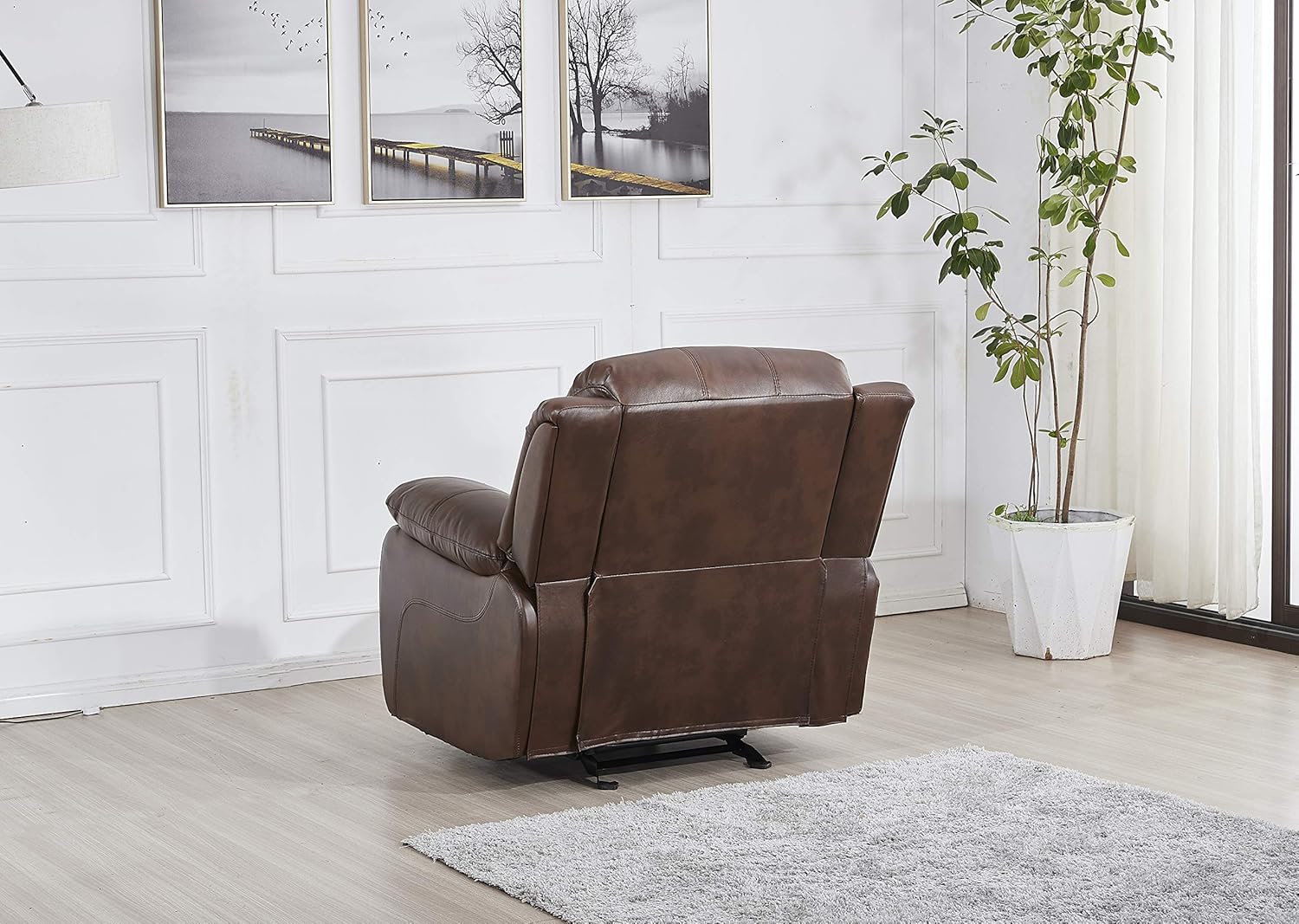 Betsy Furniture Faux Leather Reclining Glider Chair, Recliner, 8018 Multiple Colors (Brown, Chair)