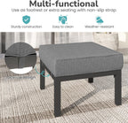 Wisteria Lane Aluminum Patio Furniture Footstools Set of 2, Oversized Outdoor Ottomans with Upgraded Cushions, All-Weather Outdoor Footrest Seat for Balcony, Garden, Deck, Backyard, Gray