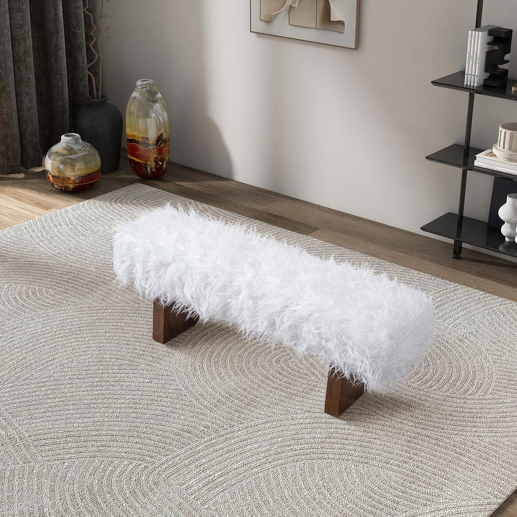 Bench in White Khaki Fur