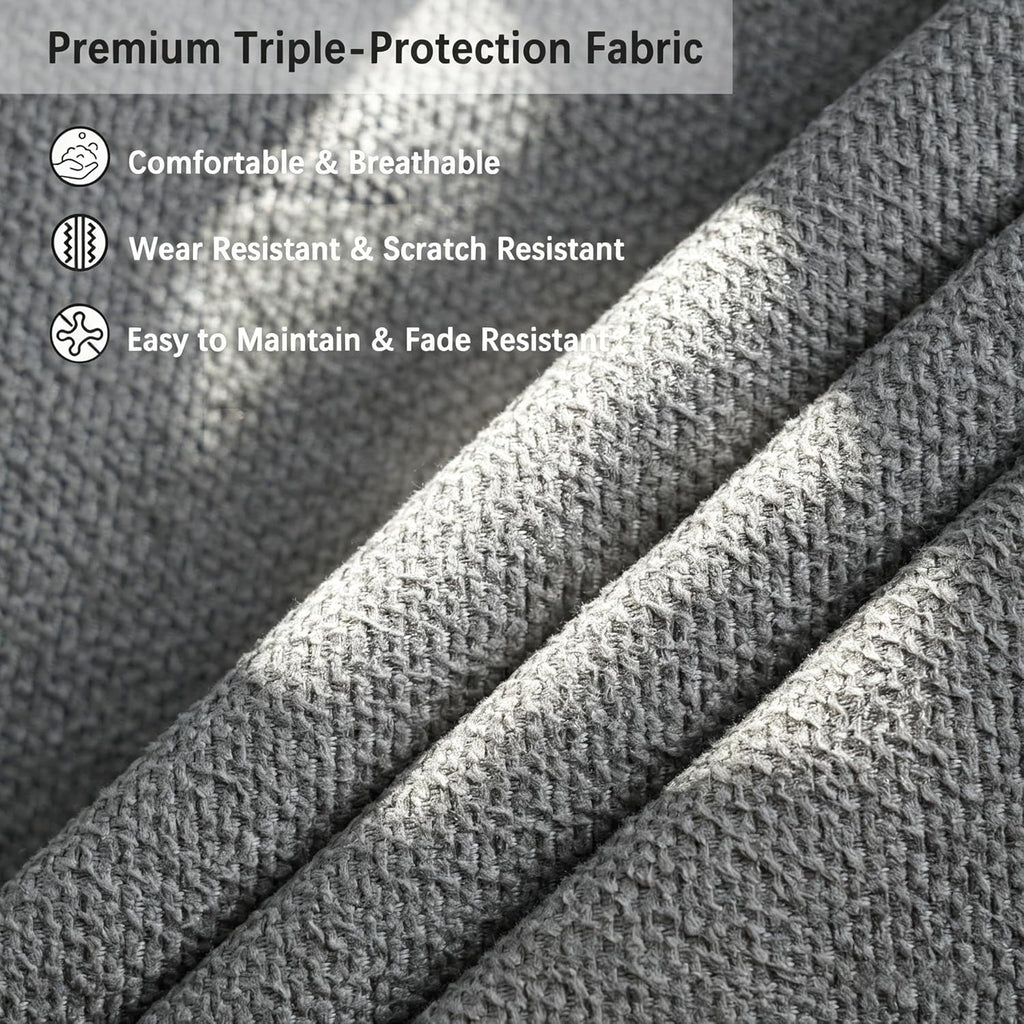 Dining Chairs Set of 4, Modern Farmhouse Upholstered Kitchen Chairs, Wooden Dining Room Chairs with Grey Linen Fabric