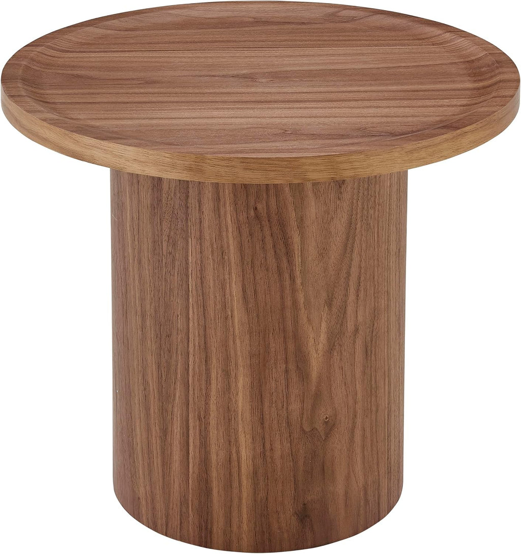 Euro Style Boden 24" End Table | Modern Minimalist Sculptural Accent Table | Ideal for Home, Office, or Lounge Spaces | Walnut