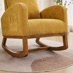 27.2" Rocking Chair for Nursery, Polyeste with Morden High Back and Side Pocket, Rocking Accent Armchair with Rubber Wood Legs for Living Room, Bedroom for Mom Nursery Morden, Mustard