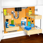 LYNK PROFESSIONAL® SELECT™ Pull Out Under Sink Kitchen Cabinet Organizer - 11.5 in. x 21 inch deep Drawer - Sliding Shelf Organizer and Undersink Storage Shelves - Lifetime Ltd. Warranty – Chrome