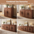 MapleGrace 31.5" Fluted Buffet Cabinet with Storage, Mid-Century Symmetrical Arched Sideboard Credenza with Adjustable Shelf, Large Wood Console Table for Dining Room, Kitchen, and Living Room(Walnut)