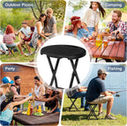 VECELO Folding Stool 4-Pack 18", HDPE Foldable Stool with Iron X-Frame, Solid Bottom Support, 500 lbs Capacity, Easy Clean, Lightweight with Handle, Anti-Slip Feet for Indoor Outdoor, Black