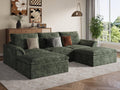 EASE MOOSE Oversized Cloud Sectional Boneless Couch for Living Room, Modern U-Shaped Modular Couch with Ottoman, Comfy Chenille Deep Seat Compressed Sofa, Green