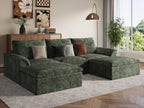 EASE MOOSE Oversized Cloud Sectional Boneless Couch for Living Room, Modern U-Shaped Modular Couch with Ottoman, Comfy Chenille Deep Seat Compressed Sofa, Green