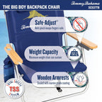 Tommy Bahama Wide Seat Big Boy 4-Position Folding 13" High Seat Backpack Beach or Camping Chair, Navy
