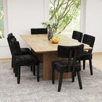 GOTMINSI Mid Century Modern Dining Chairs,Velvet Farmhouse Upholstered Kitchen Chairs, Accent Curved Backrest Dining Room Chairs with Hardwood Legs (Black, 4PCS)