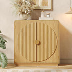 30.3" Modern Sideboard Buffet Cabinet w/ Storage & Fluted Arched Doors, Accent Storage Cabinet, Coffee Bar Buffet Console Table Credenza for Dining Room/Living Room/Entryway/Small Space, Natural Wood