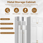 Polup Kitchen Pantry Cabinet, 86 Inch Tall Metal Storage Cabinet, Food Pantry cabinets with Doors and Shelves, White Storage Cabinets for Living Room, Dining, Office, Bathroom, Assembly Required