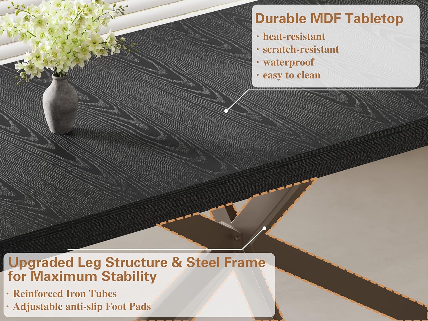 Extendable Dining Room Table for 4 6 8, 55"-71" Long Rectangle Kitchen Table,Wood Expandable Dining Table with Hidden Leaf & Storage, Space Saving, for Kitchen Dining Living Room, Modern, Black