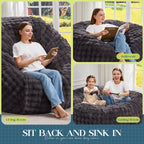 Hobestluk Bean Bag Chairs Beanbag Chair with Filler Adult Bean Bags with Fluffy & Machine Washable Cover, Giant Bean Bag Chairs for Aduts (Dark Grey, 3FT-36" x 36" x 22")
