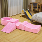 Lamerge Kids Couch, 5-in1 Modular Sectional Toddler Playing Sofa, Glow-in-The-Dark Climbing Blocks Toys, Multi-Combination, Ages 1-3, Hands-on Skills and Imagination (Pink Cloud, B)