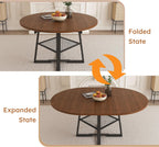 47-59" Round Dining Table Set for 6, Extendable Round Dining Table with Chairs, Wood Table and Chairs Set with Storage Shelf, Modern Dining Room Table Set for 6
