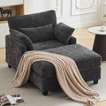 WUTUTUEE 57.5" Oversized Chaise Lounge with Ottoman Indoor, Grey Reading Chair with Ottoman & Sofa Bed, Chenille Upholstered Comfy Sleeper Chair for Living Room, Bedroom, Office