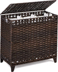 Laundry Hamper with 3 Removable Liner Bags; 132L Handwoven Rattan Laundry Basket with Lid & Heightened Feet; Clothes Hamper with Side Handles; Laundry Sorter with 3 Separate Sections