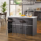 PAKASEPT 43'' Modern Kitchen Island with Storage,Imitation Marble Island Table with LED Lights & Cabinet for Kitchen, Dining Table for 4,Dining Room,Living Room,Home Bar,Black