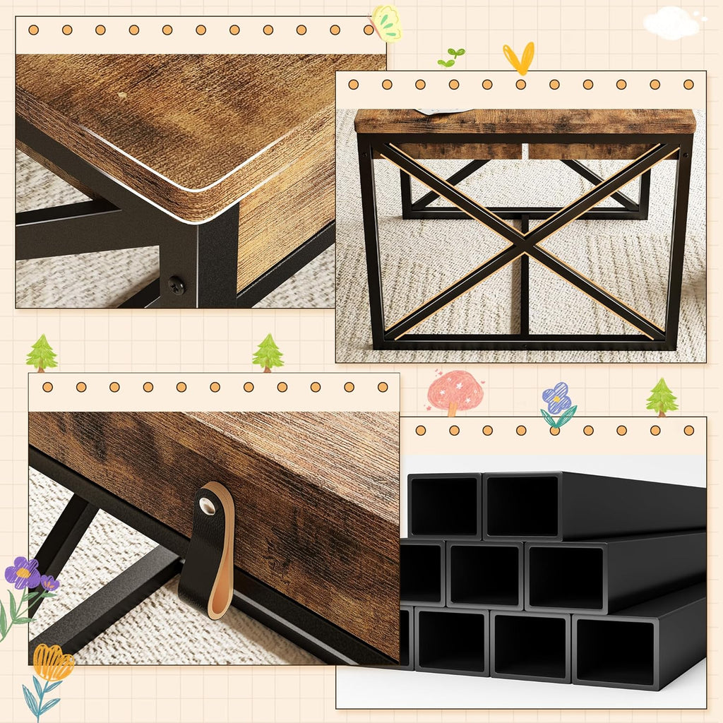 Kids Table and 2 Chairs Set, 4 in 1 Toddler Activity Table and Chairs Set with Storage, Children Desk and Chairs Set for Crafts, Drawing, Reading, Toddler Furniture Ideal for Learning Play