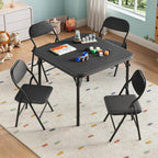 5 Piece Set Folding Card Table and Chairs, Portable Foldable Table with 2 PU Padded Chairs, Lightweight Dining Set for Indoor Outdoor, Camping, Parties, RV