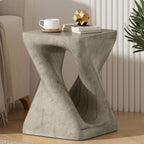 Merax Twist Shape MGO Accent Side Table, Unique Modern End Table with Wide Pedestal & Tabletop, Small Drink Tables for Living Room, Bedroom Night Stand Bedside Table, No Assembly Required, Grey